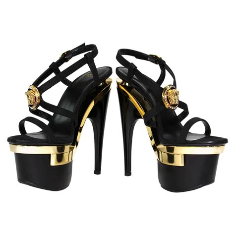 versace blac sandals|versace heel sandals.